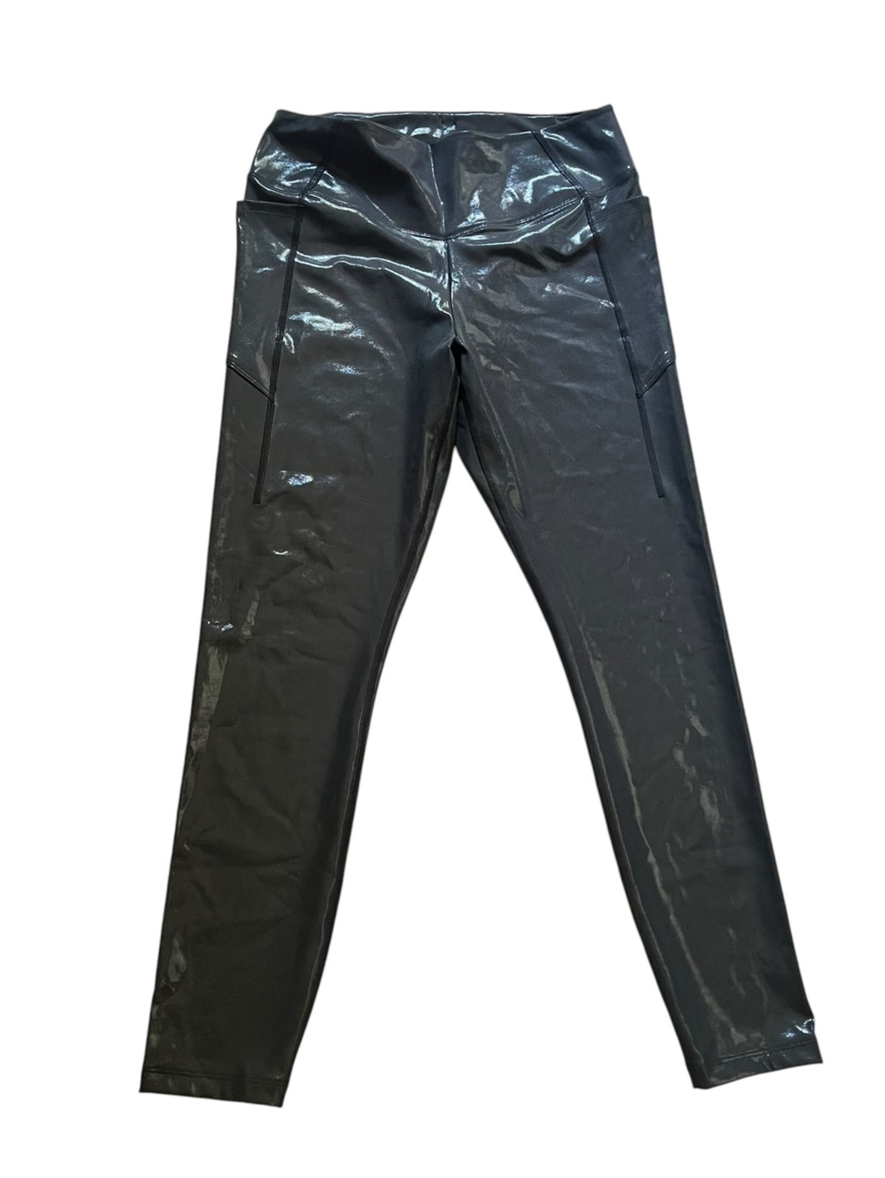 PINK Active Victoria's Secret Dark Gray Sharkskin Glossy High-Rise Leggings NWOT